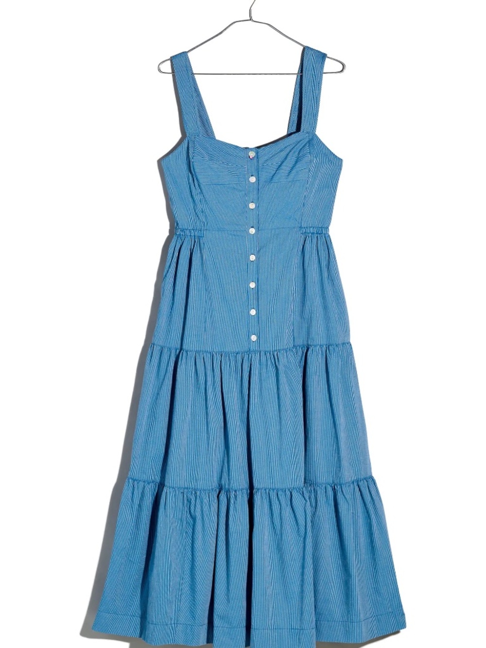 Madewell Stripe Button Front Tiered Midi Dress, Size 4